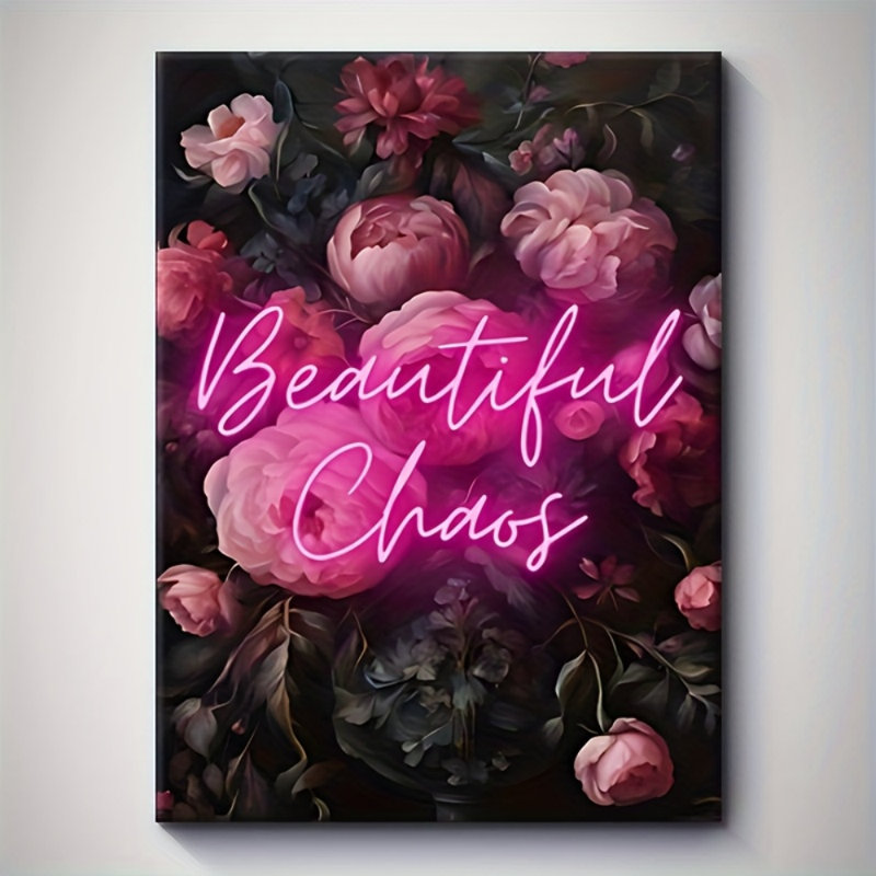 «Elegant Beautiful Chaos», impression sur toile à motif floral rose - Urban Studio, 12 * 8 pouces (30 * 20 * 2cm)
