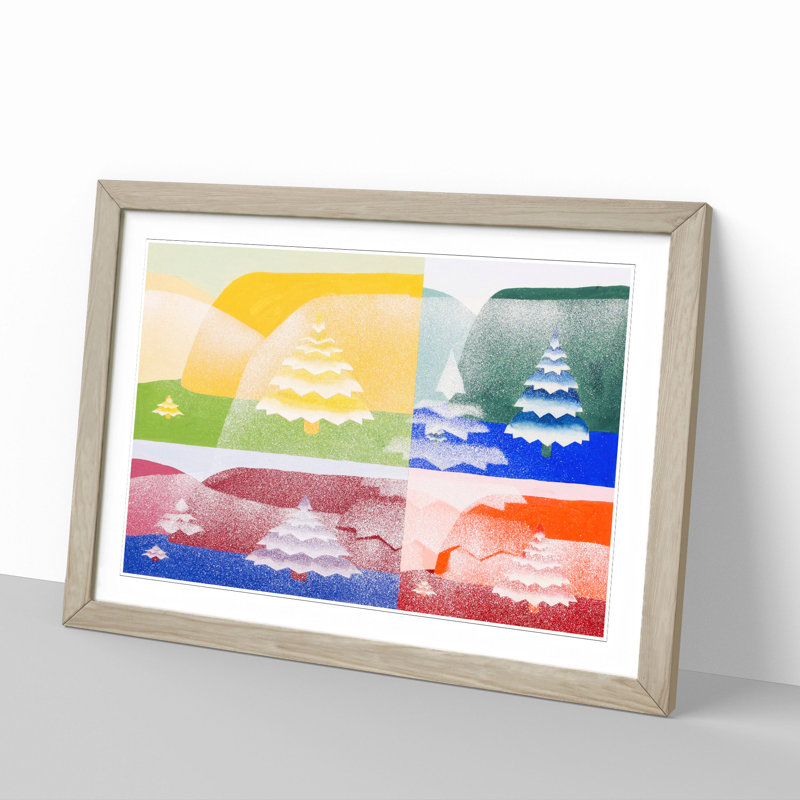 Trees by Joseph Schillinger - Picture Frame Painting, 27cm H x 36cm W x 2cm D, Oak