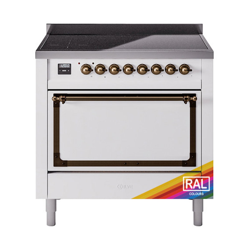 Cuisinière à induction 36 pouces avec 5 éléments à induction ILVE Nostalgie II Series Noblesse, Brunie