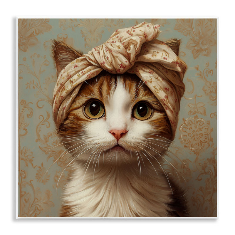 Chat avec plaque Turban tendance, design par Jim Baldwin