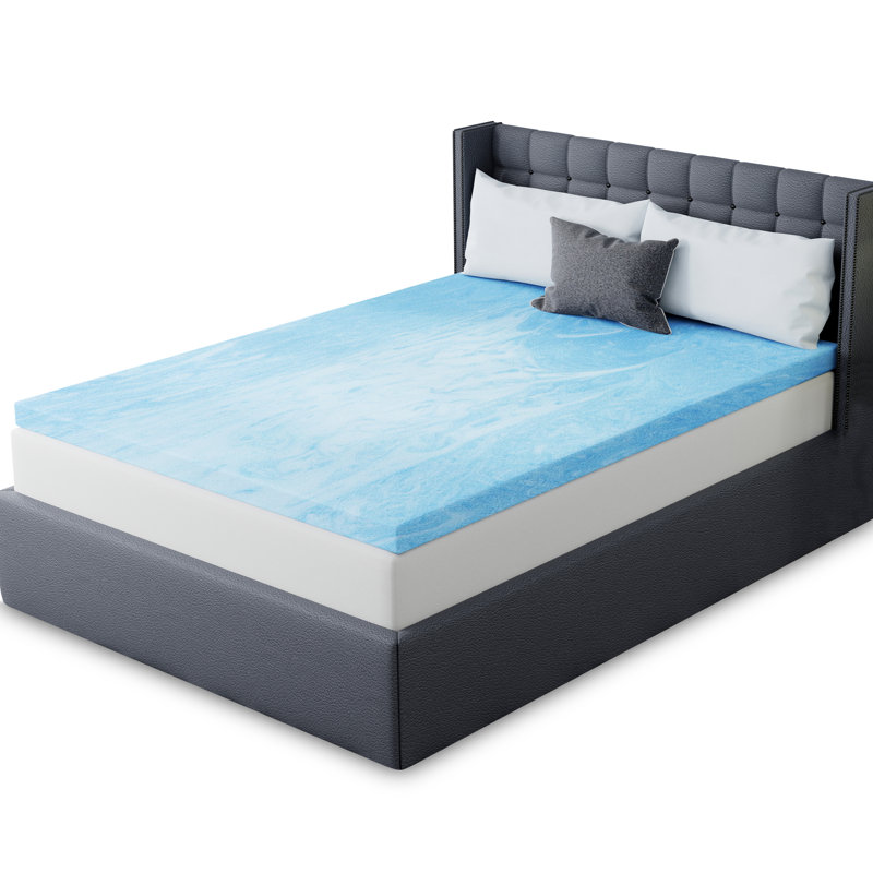 Twin Blue Gel Swirl Memory Foam Mattress Topper