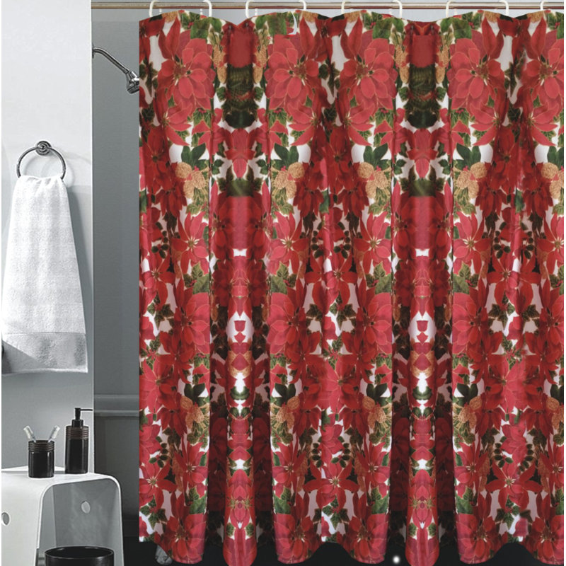 Roby Floral Shower Curtain with Hooks Included