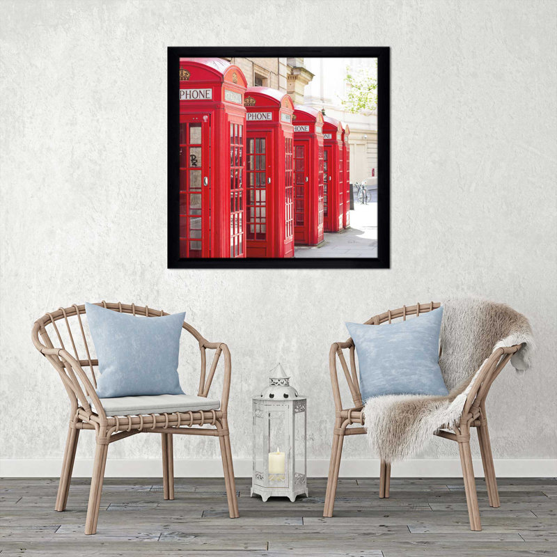 «Covent Garden Téléphone Boxes», reproduction de photo sur toile, H 21,5 po x l 21,5 po x P 0,75 po, Cadre noir