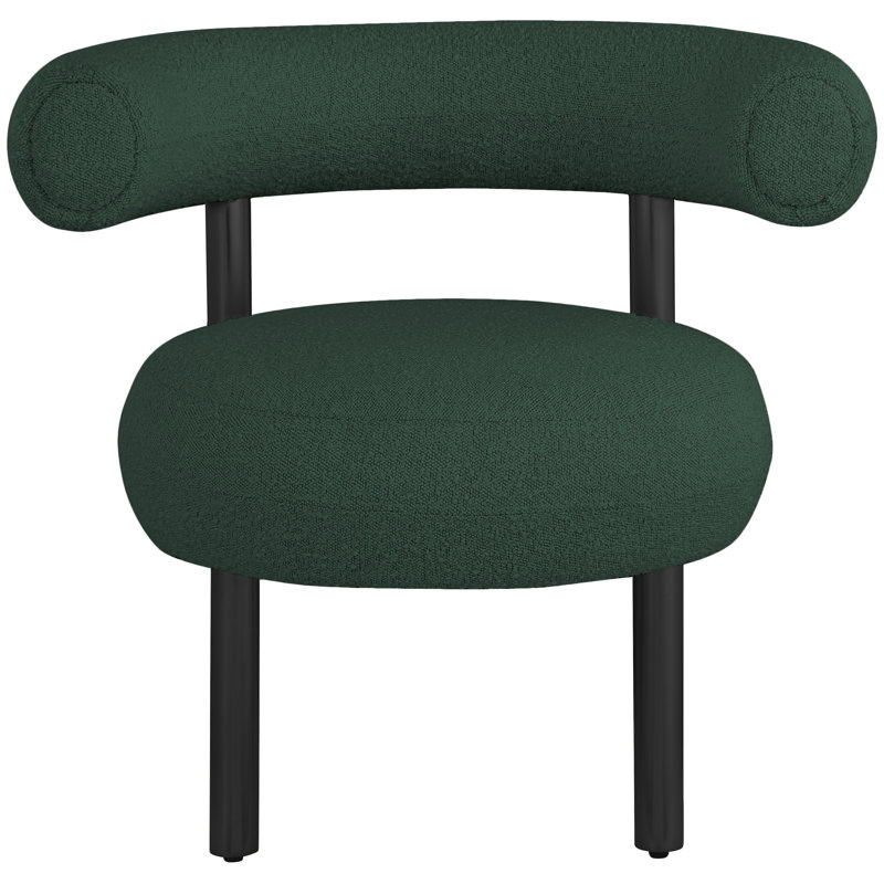 Bordeaux Boucle Fabric Accent Chair, Green Boucle Fabric, Black