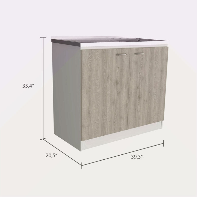 Lavabo utilitaire rectangulaire et armoire à 2 portes, Chêne