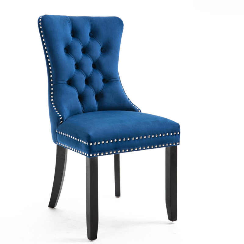 Chaise de salle à manger rembourrée Lamis, Bleu