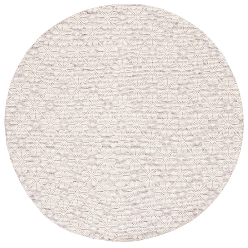 Sharene Floral Handwoven Wool Ivory/Red Area Rug, Round 6'