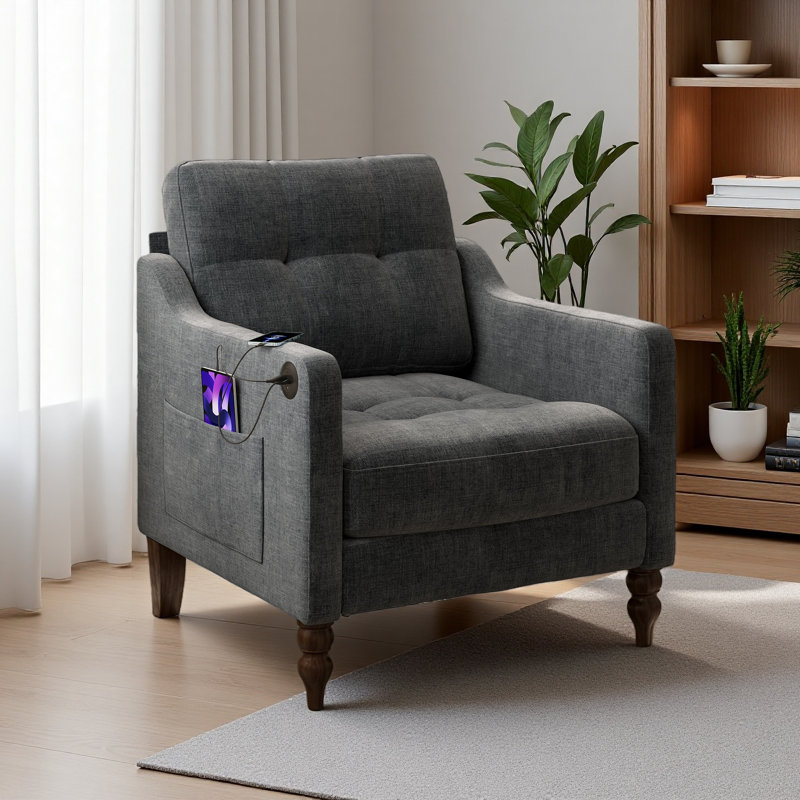 Chaise en chenille Accent Comfy, Gris foncé