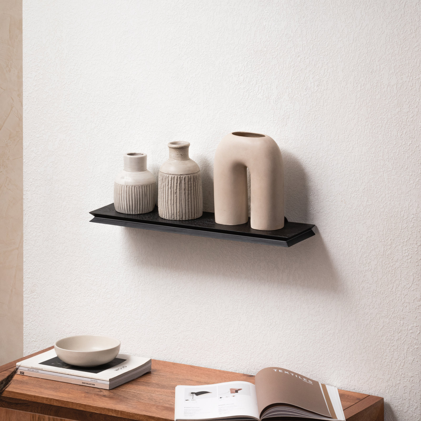 Irie Mango Wood Floating Shelf, 1'' H x 24'' W x 6'' D, Black