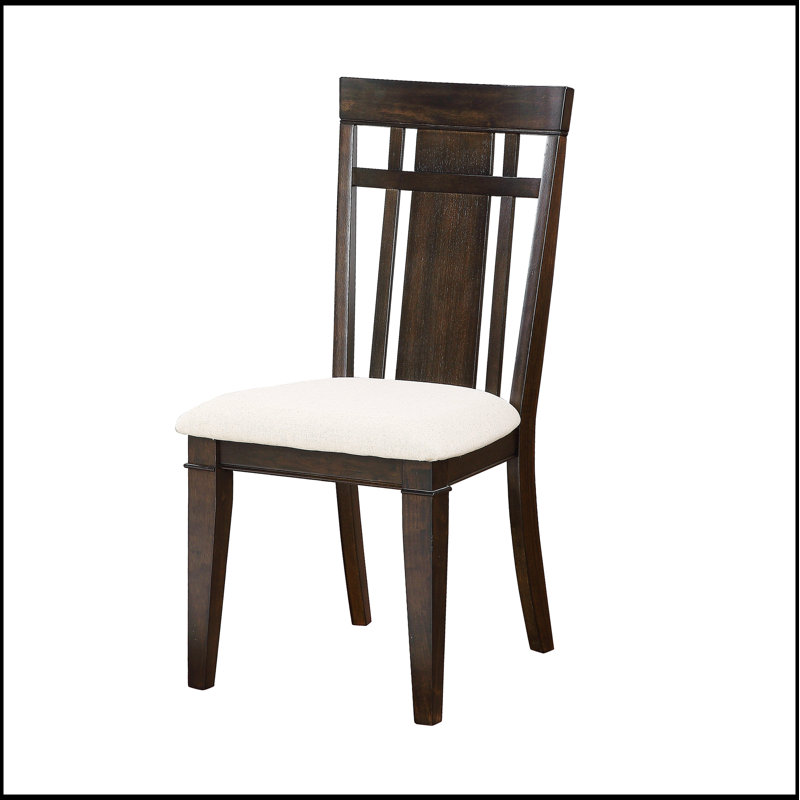 Ensemble de 2 chaises de salle à manger en bois foncé avec sièges beiges au fini brun foncé pour plus de confort et de style