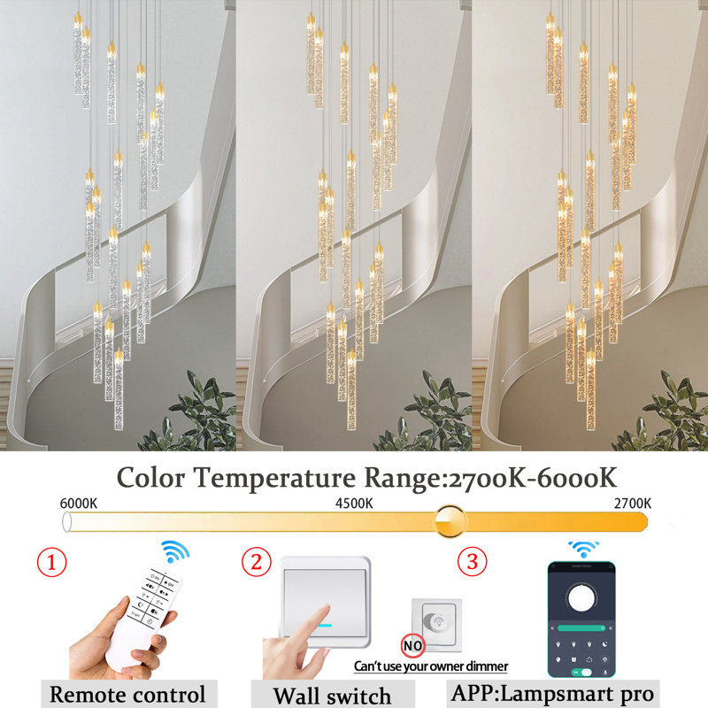 Lustre pour escalier avec lustre d'escalier doré 18 lumières