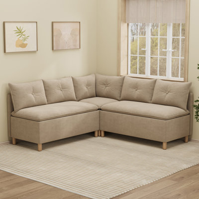 Banquette d'angle modulaire avec rangement, banquette de petit-déjeuner rembourrée en forme de L pour 5 personnes avec 1 siège d'angle