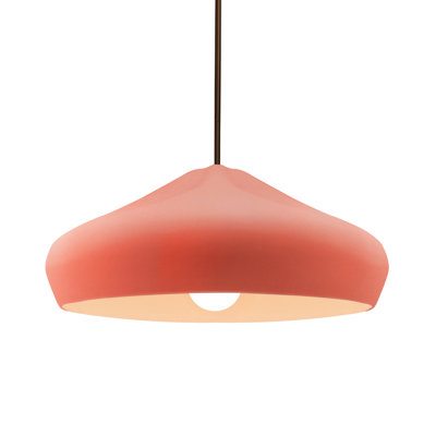Radiance - Crease 1-Light Pendant - Canyon Clay - Dark Bronze - 15.25"W x 6.5"H - Replaceable Bulb - Rigid Stem