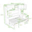 Lit escamotable double en bois avec bureau, armoires et tablettes-413149975