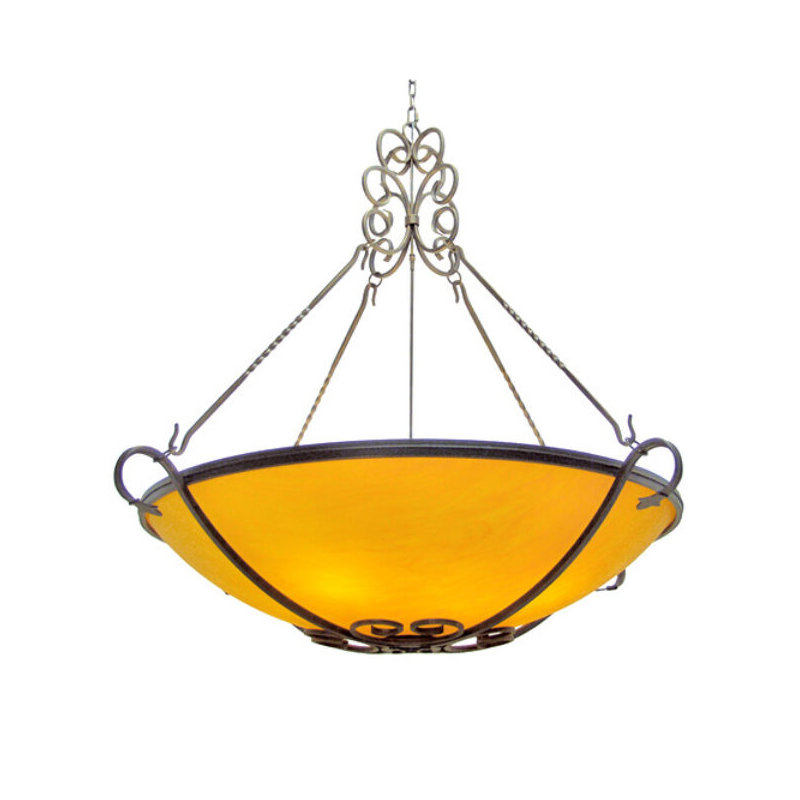 Luminaire suspendu unique à 8 lumières Alaine, Tabac doré, Faux albâtre