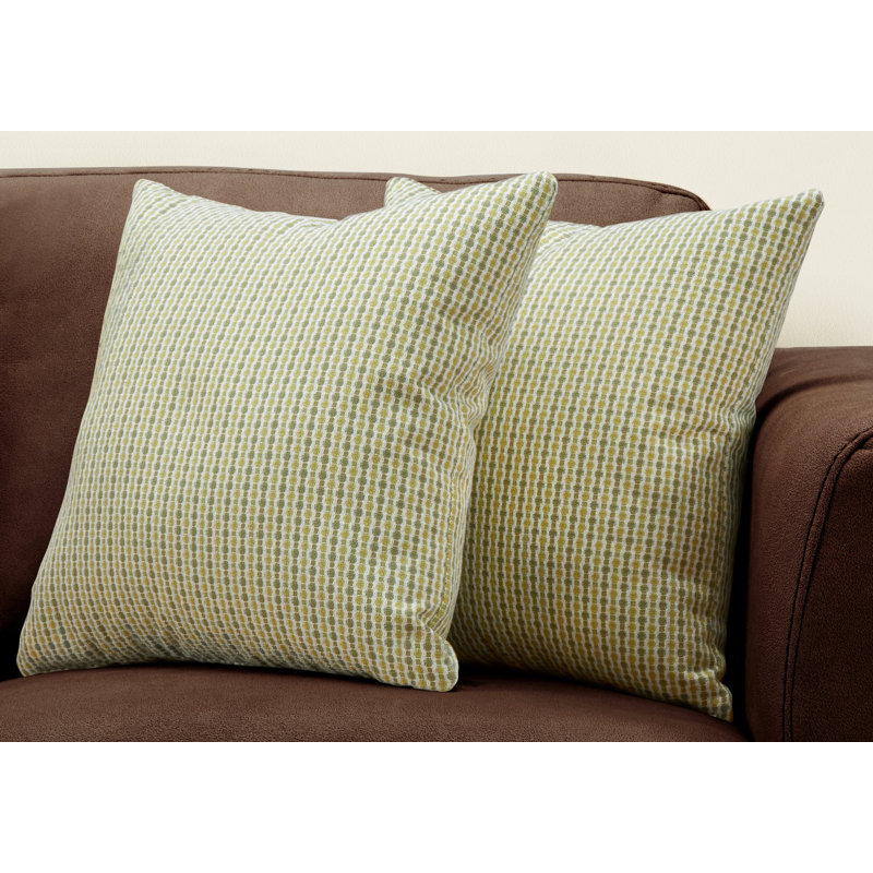 Green Polyester Square Decorative Throw Pillows Set of 2