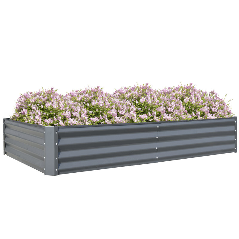 Sacia Metal Raised Garden Bed, Gray, 11.81" H x 94.49" W x 47.25" D