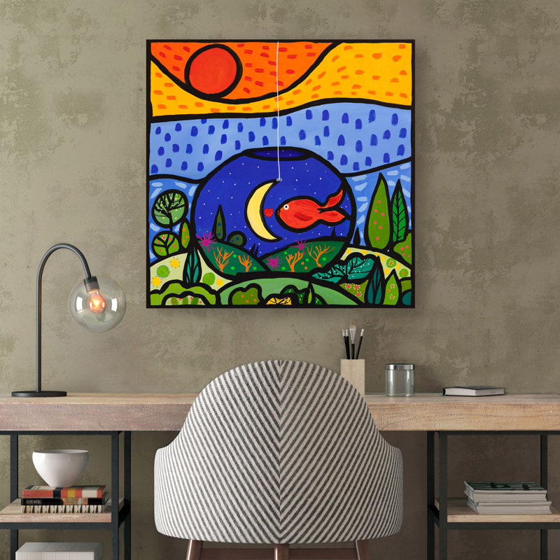 Lino - The Little Fish by Wallas - Wrapped Canvas Art Prints, 70cm H x 70cm W x 4cm D