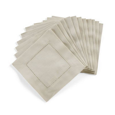 Cotton Linen Hemstitch Cocktail Napkins