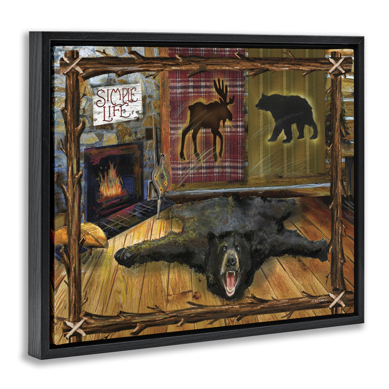 «Rustic Cabin Interior», art mural encadré par Ed Wargo, Cadre flottant noir de jais, H 17 po x l 21 po