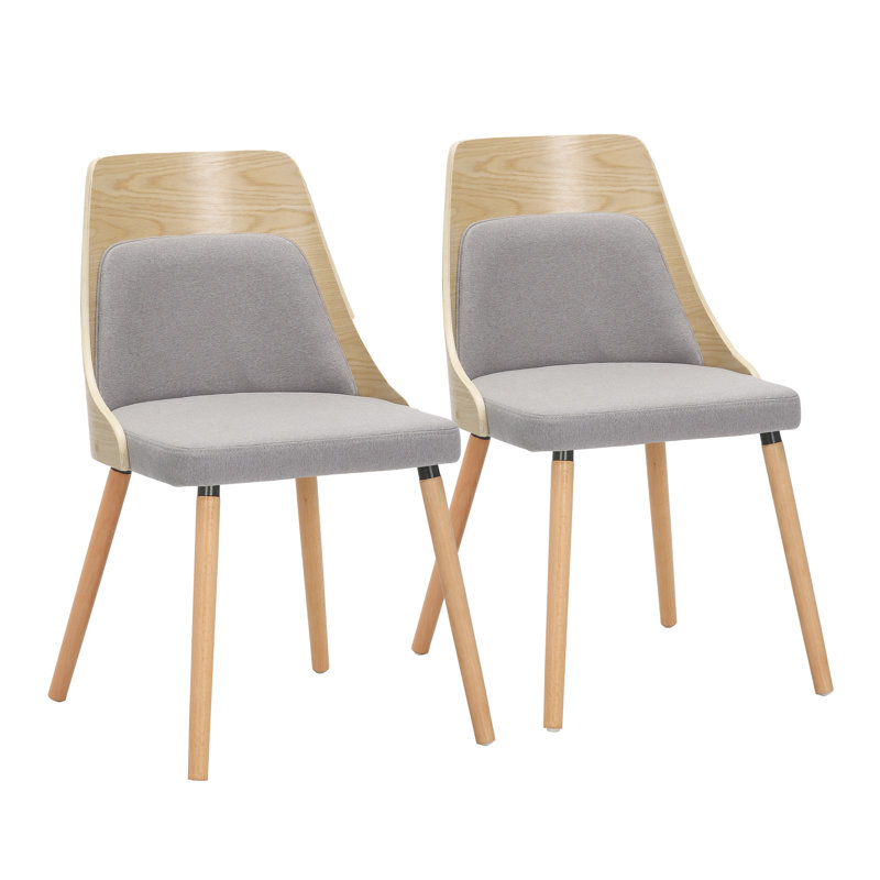 Aurika Side Chairs with Tapered Wood Legs, Natural, Grey Fabric