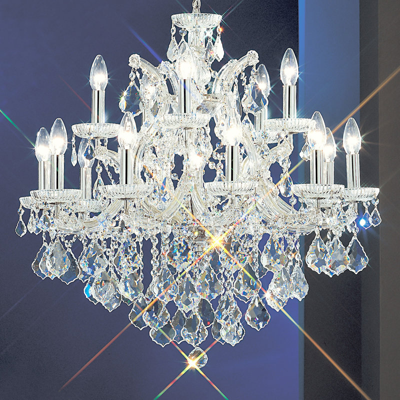 Lustre 16 lumières façon bougie Falson, Crystalique, Or Ancien Monde