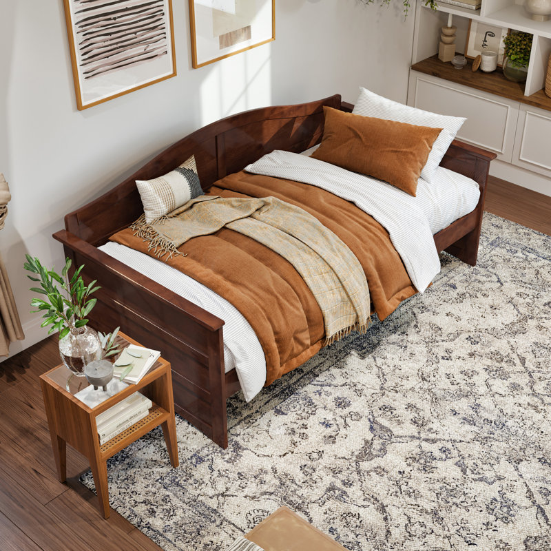 Amalya Modern Solid Wood Twin Daybed, Walnut