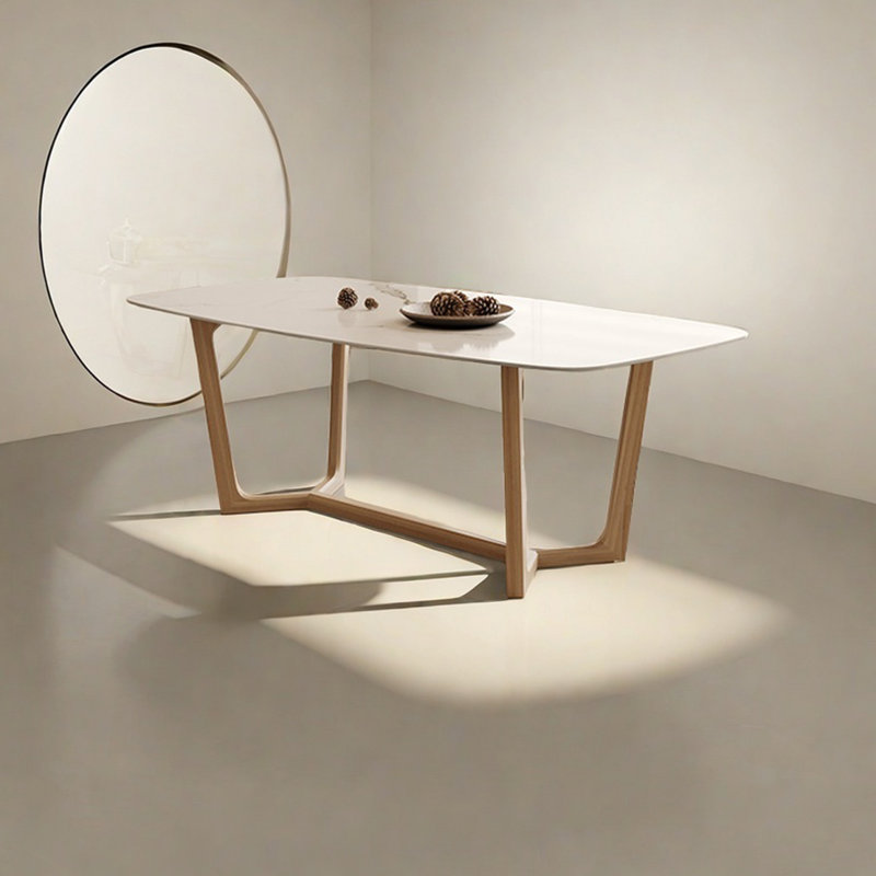Table de salle à manger en bois massif de style crème, H 29,52 po x L 55,11 po x l 31,49 po