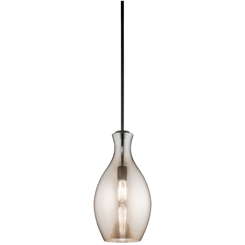 Everly 1 - Light Chrome Single Pendant, Olde Bronze, 17.75" H x 8.75" W x 8.75" D, Clear