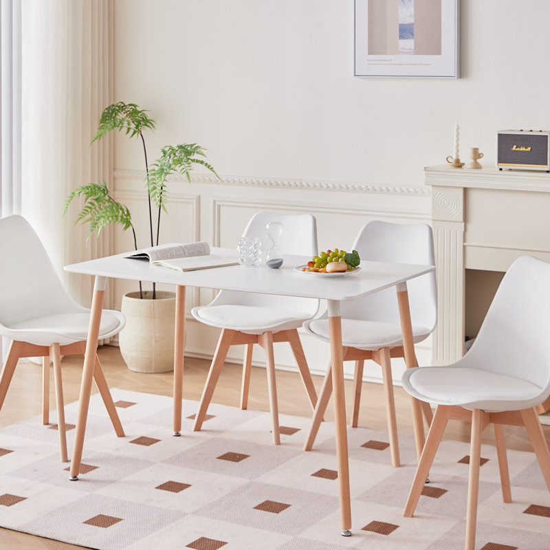 Dining Table - For 4 To 6 People Scandinavian Table - MDF Top - L110*P70*H74CM (White)