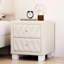 Poli, beige, table de chevet en velours, 2 tiroirs, cristal embelli, esthétique des boutons, amplement d'espace