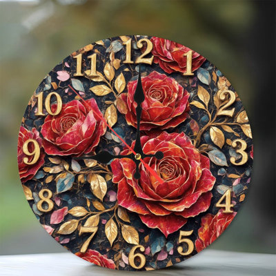 Horloge avec roses rouges et chiffres