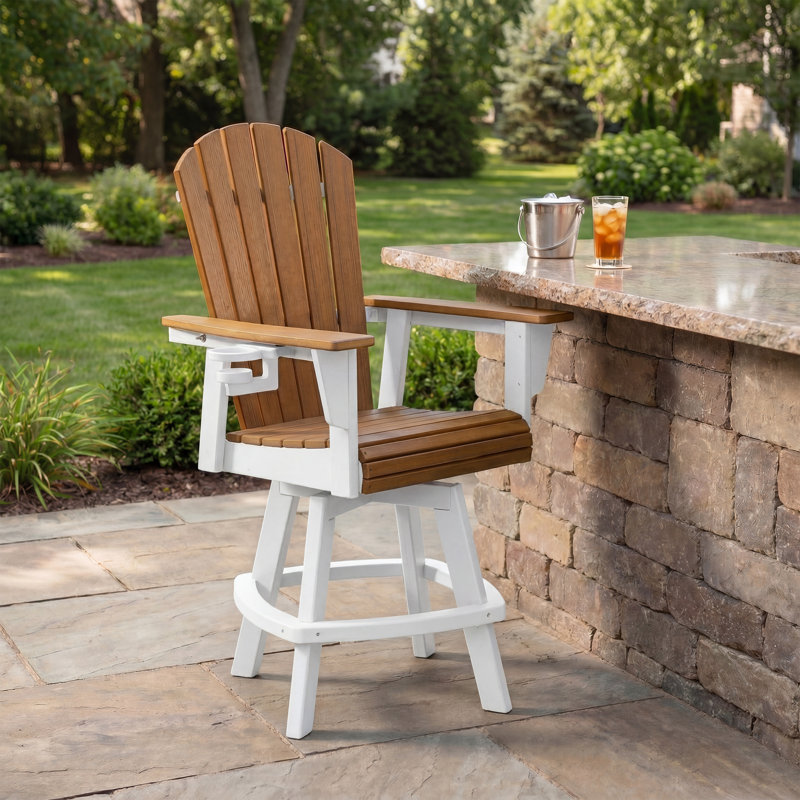 Fauteuil de comptoir pivotant blanc Kevin Adirondack, Naturel / Blanc, 23.25"