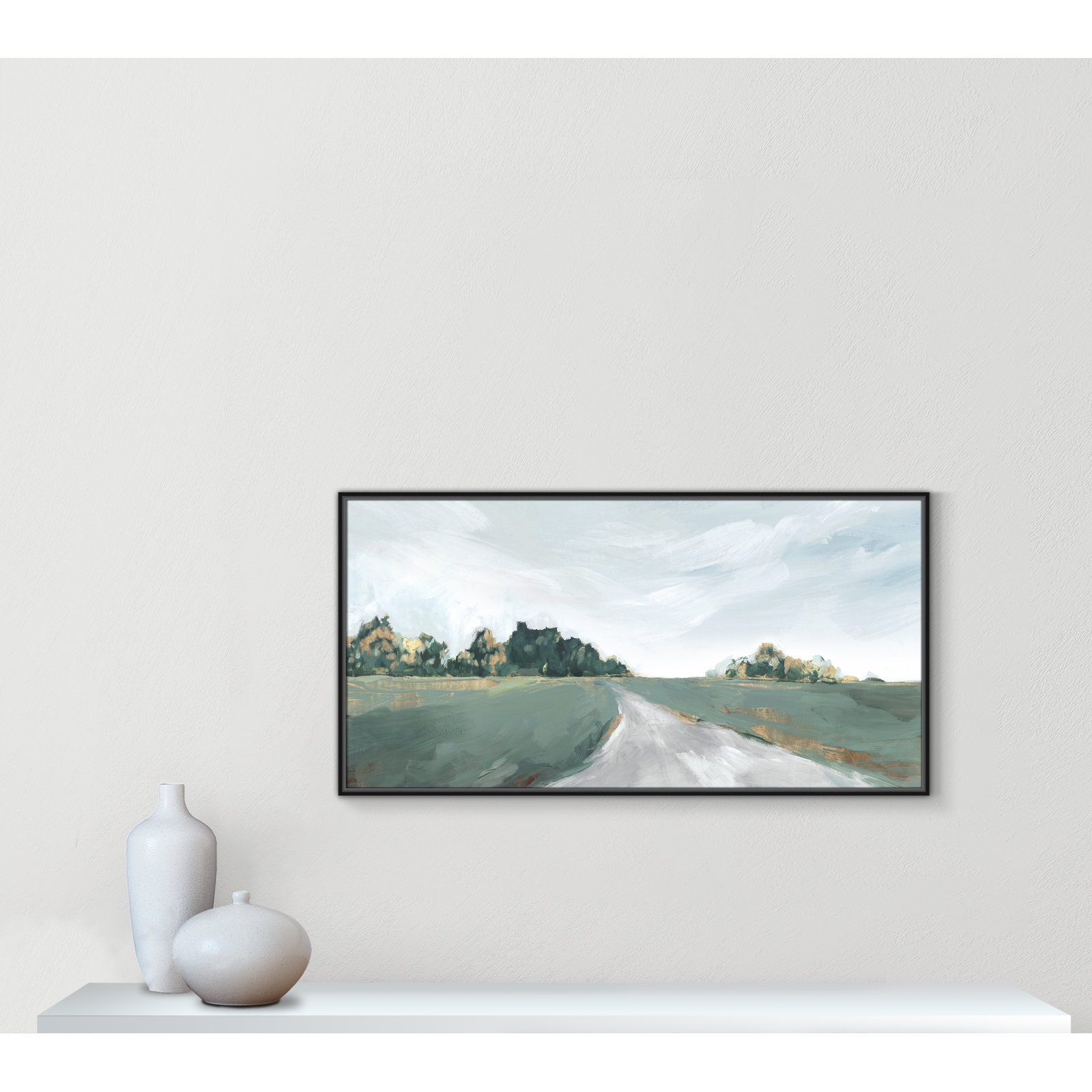 Waynesfield "Field Of Dreams" Print by Isabelle Z, 25.5" H x 49.5" W, Picture Framed Canvas, Black