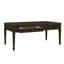 Table basse à tiroir cannelée en brun avec poignées en laiton antique et élément de style foncé pour un intérieur élégant