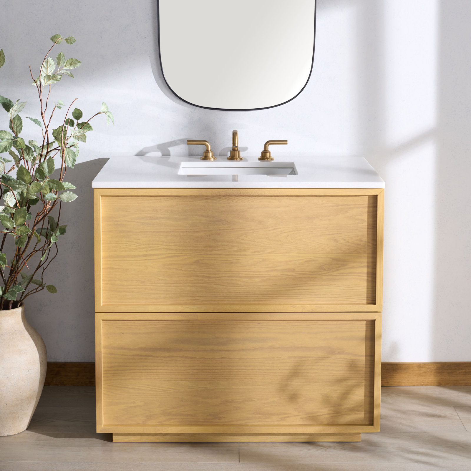 Hudson 36" Genuine Marble Single Bathroom Vanity, Natural