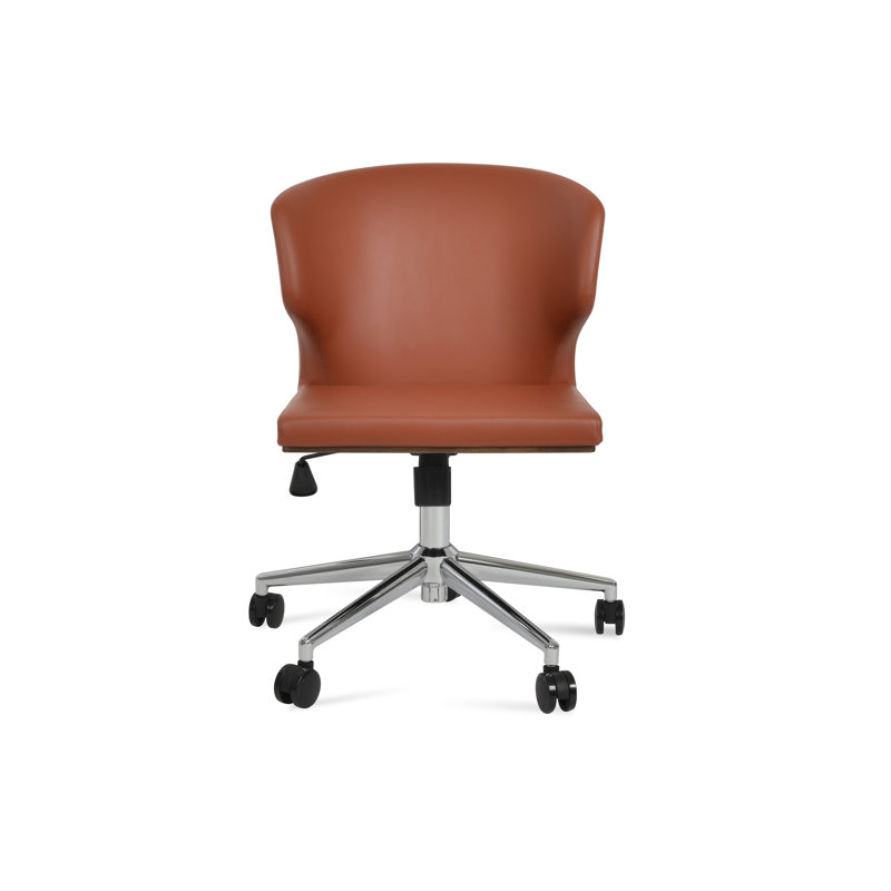 Chaise de bureau Amed, Cannelle, Chrome chrome