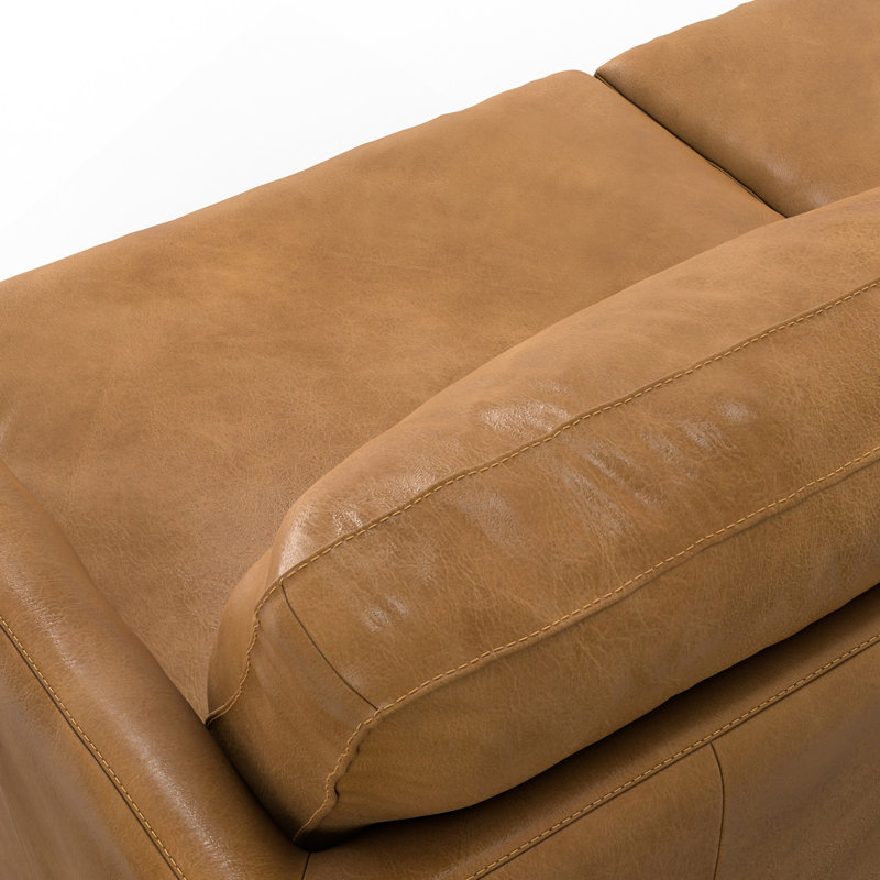 Canapé Livingston de 76 po en cuir véritable Sienna, Marron clair