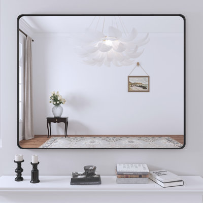 Lesamuel Filleted Corner Wall Mounted Mirror, Bathroom Mirror, Vanity Wall Mirror With Aluminum Frame
