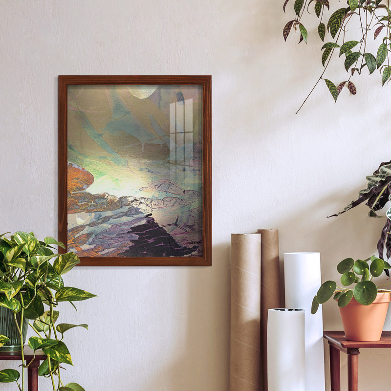 Paysage de Monet, impression encadrée sur papier, H 15 po x l 12 po x P 1 po, Châtaigne