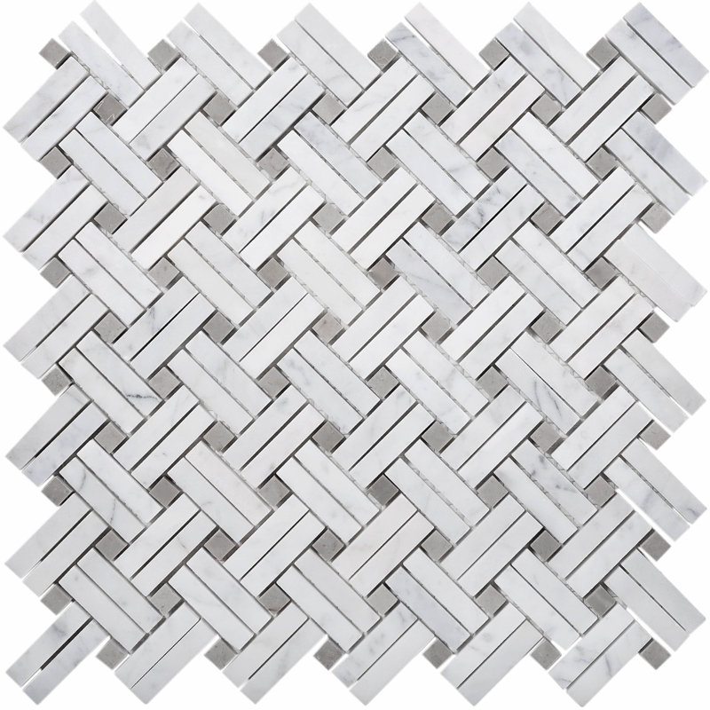 11.5" x 11.2" Natural Stone Mosaic Wall & Floor Tile, White