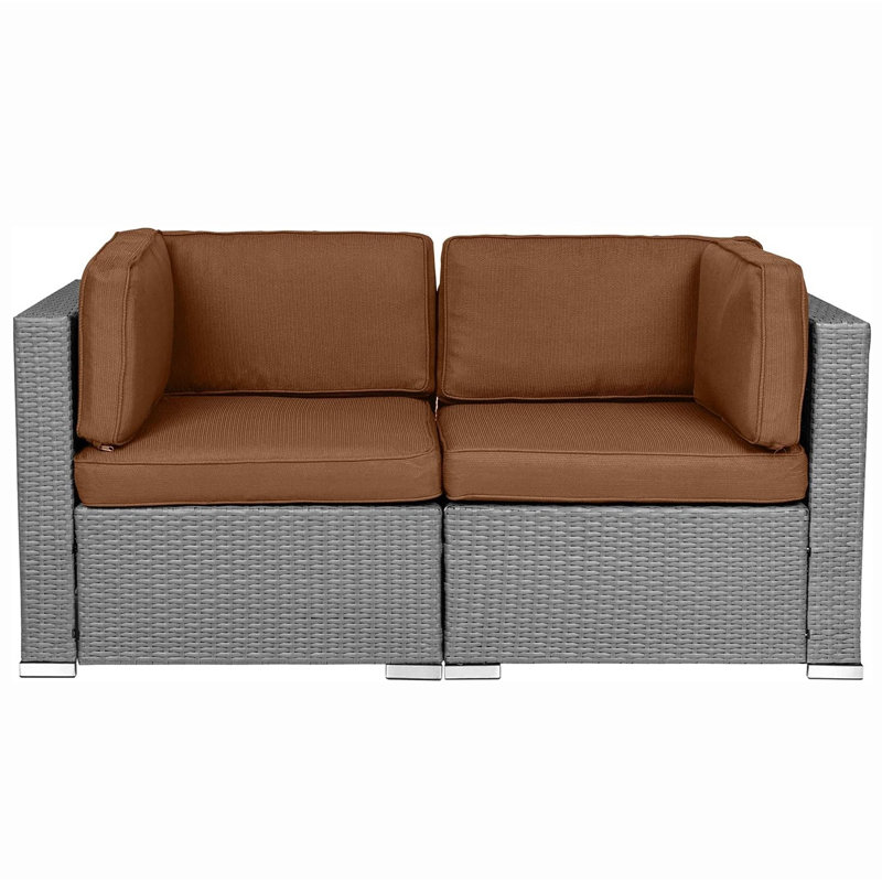 Rister 59'' Wide Wicker with Cushions, Brown