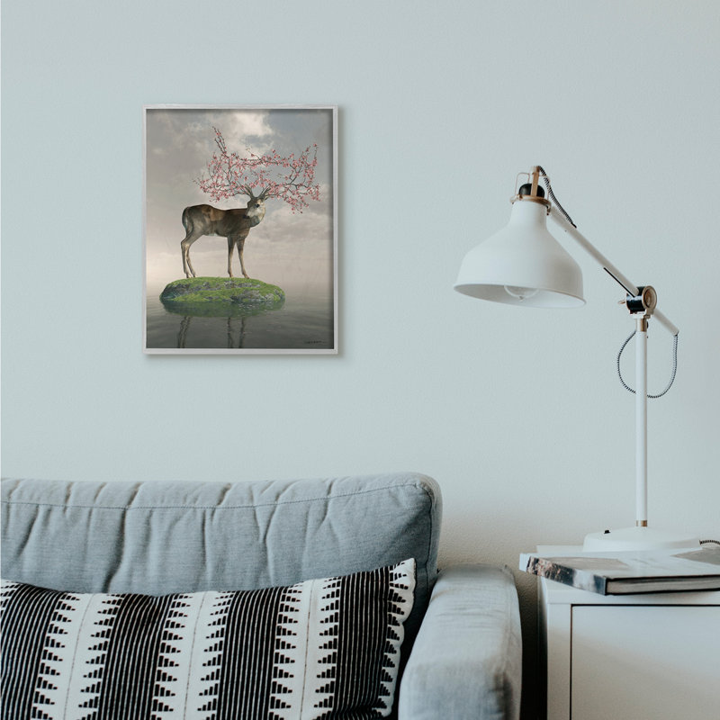 «Deer Tree Island Abstract Animal», impression, Estampe numérique Farmhouse, H 16 po x l 20 po x P 1,5 po