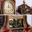 Horloge rétro, horloge de bureau rétro exquise avec 12 chansons (rouge brunâtre)