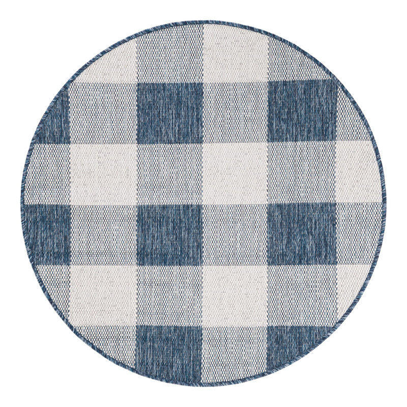 Talih Gingham Indoor / Outdoor Rug, Round 3'3"
