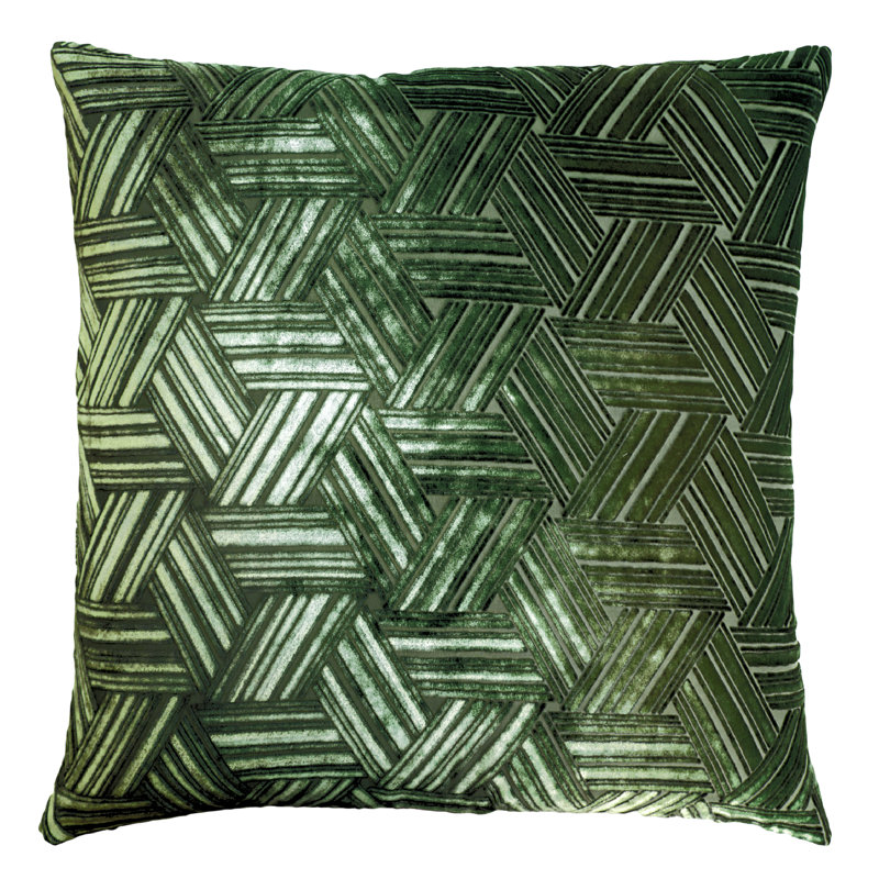 Entwined Square Velvet Pillow Cover & Insert, 20" x 20", Evergreen