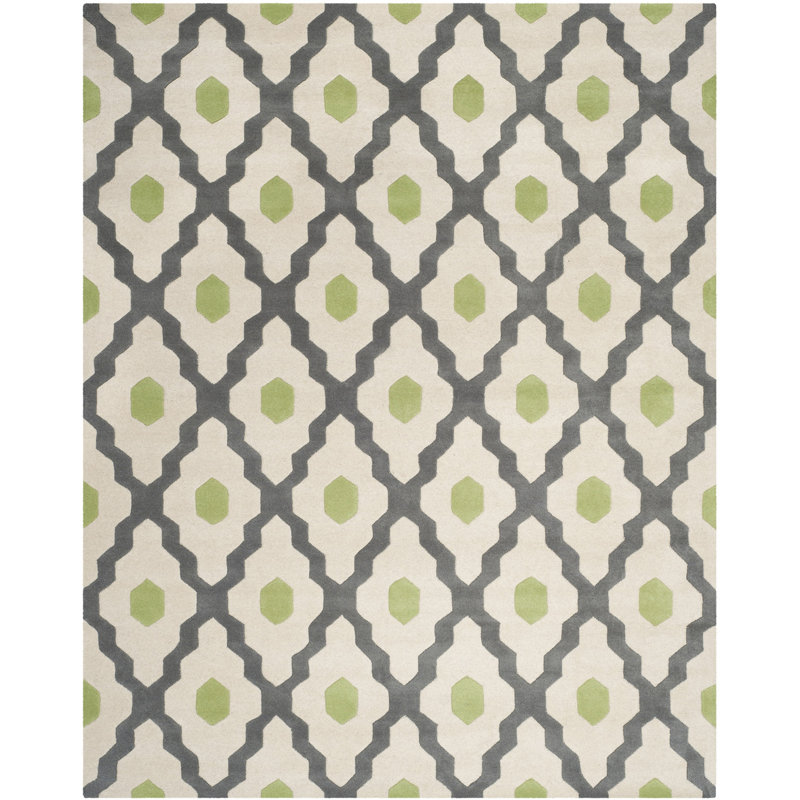 Geometric Wool Hand Woven Area Rug, Rectangle 61 x 91cm