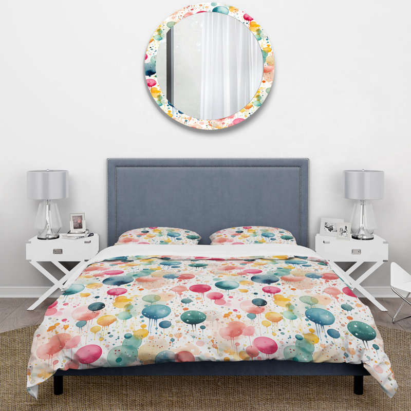 Ensemble de housse de couette Watercolor Dreams, Housse de couette pour grand lit et 2 taies décor