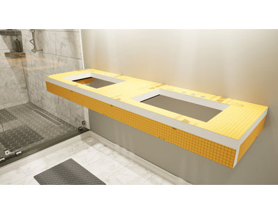 Ensemble de meuble-lavabo flottant avec planche imperméable orange The Original