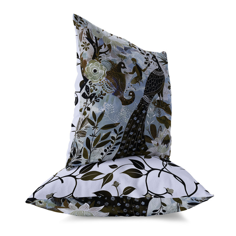 Coussin Jungle Tapisserie, Bleu / Vert, H 18 po x l 18 po